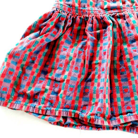Vintage Girls Oshkosh Dress Jumper Apples Plaid Size 2T - Picture 4 of 12